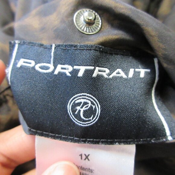 Portrait Women Reversible Jacket 1X Leopard Print Brown Metallic Hooded Vtg 652 - Picture 3 of 12